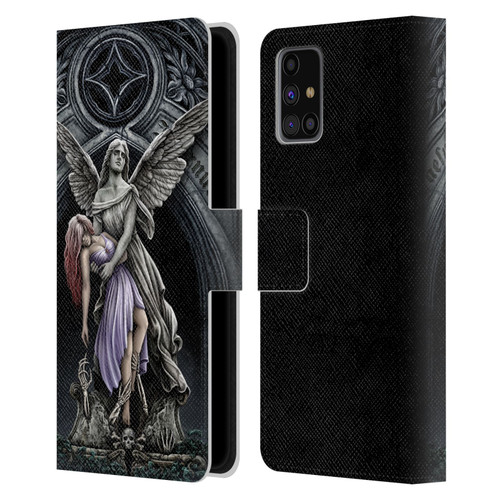 Sarah Richter Gothic Stone Angel With Skull Leather Book Wallet Case Cover For Samsung Galaxy M31s (2020)