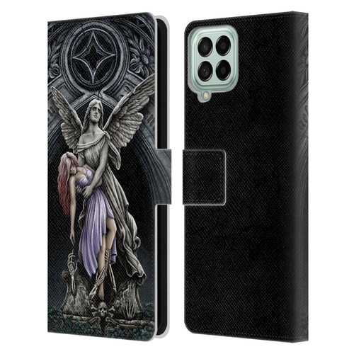 Sarah Richter Gothic Stone Angel With Skull Leather Book Wallet Case Cover For Samsung Galaxy M53 (2022)