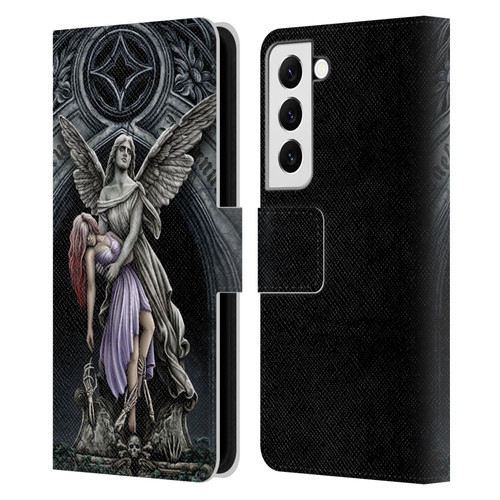 Sarah Richter Gothic Stone Angel With Skull Leather Book Wallet Case Cover For Samsung Galaxy S22 5G