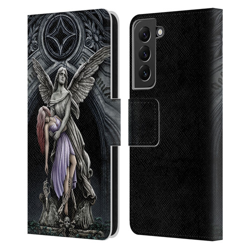 Sarah Richter Gothic Stone Angel With Skull Leather Book Wallet Case Cover For Samsung Galaxy S22+ 5G