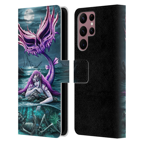 Sarah Richter Gothic Mermaid With Skeleton Pirate Leather Book Wallet Case Cover For Samsung Galaxy S22 Ultra 5G