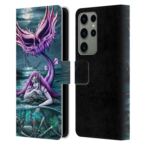 Sarah Richter Gothic Mermaid With Skeleton Pirate Leather Book Wallet Case Cover For Samsung Galaxy S23 Ultra 5G