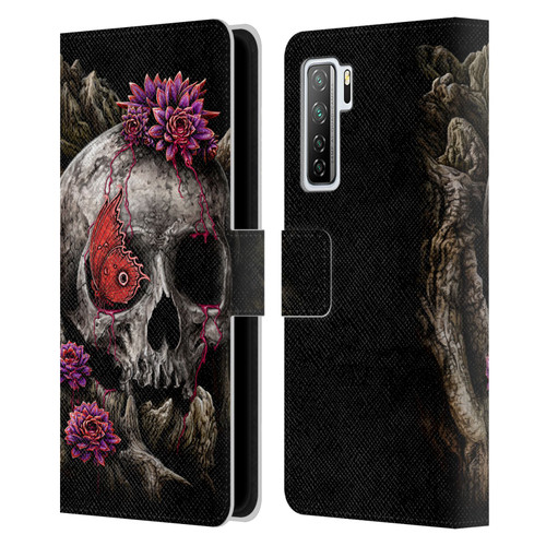 Sarah Richter Skulls Butterfly And Flowers Leather Book Wallet Case Cover For Huawei Nova 7 SE/P40 Lite 5G