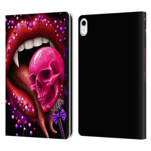 Sarah Richter Skulls Red Vampire Candy Lips Leather Book Wallet Case Cover For Apple iPad 10.9 (2022)
