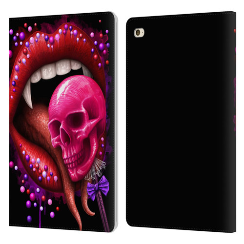 Sarah Richter Skulls Red Vampire Candy Lips Leather Book Wallet Case Cover For Apple iPad mini 4