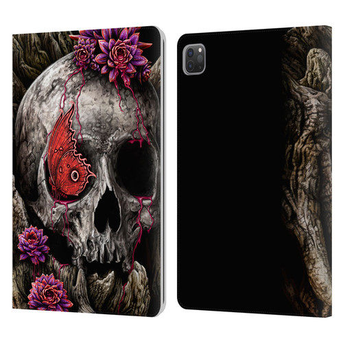 Sarah Richter Skulls Butterfly And Flowers Leather Book Wallet Case Cover For Apple iPad Pro 11 2020 / 2021 / 2022