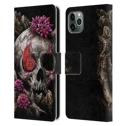 Sarah Richter Skulls Butterfly And Flowers Leather Book Wallet Case Cover For Apple iPhone 11 Pro Max
