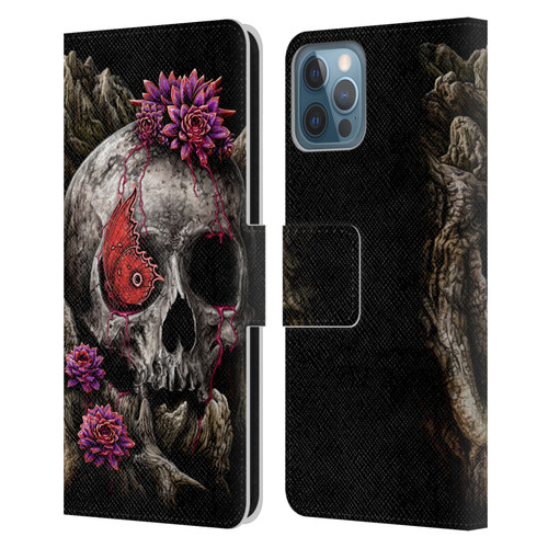 Sarah Richter Skulls Butterfly And Flowers Leather Book Wallet Case Cover For Apple iPhone 12 / iPhone 12 Pro