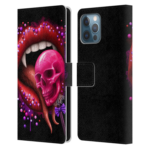 Sarah Richter Skulls Red Vampire Candy Lips Leather Book Wallet Case Cover For Apple iPhone 12 Pro Max