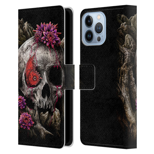 Sarah Richter Skulls Butterfly And Flowers Leather Book Wallet Case Cover For Apple iPhone 13 Pro Max