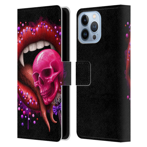 Sarah Richter Skulls Red Vampire Candy Lips Leather Book Wallet Case Cover For Apple iPhone 13 Pro Max