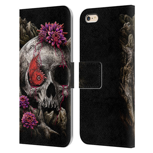 Sarah Richter Skulls Butterfly And Flowers Leather Book Wallet Case Cover For Apple iPhone 6 Plus / iPhone 6s Plus