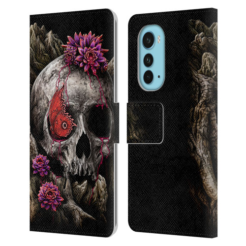 Sarah Richter Skulls Butterfly And Flowers Leather Book Wallet Case Cover For Motorola Edge (2022)