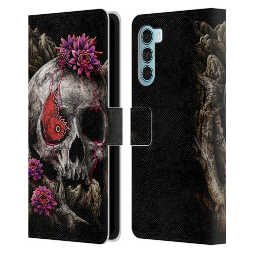 Sarah Richter Skulls Butterfly And Flowers Leather Book Wallet Case Cover For Motorola Edge S30 / Moto G200 5G