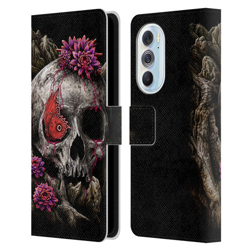 Sarah Richter Skulls Butterfly And Flowers Leather Book Wallet Case Cover For Motorola Edge X30