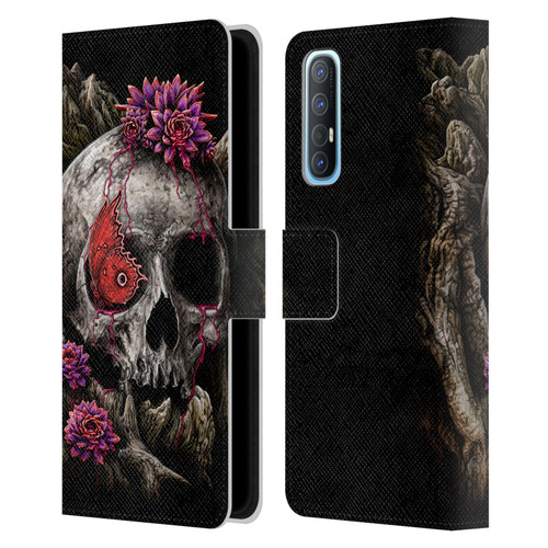 Sarah Richter Skulls Butterfly And Flowers Leather Book Wallet Case Cover For OPPO Find X2 Neo 5G
