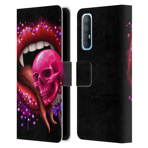 Sarah Richter Skulls Red Vampire Candy Lips Leather Book Wallet Case Cover For OPPO Find X2 Neo 5G