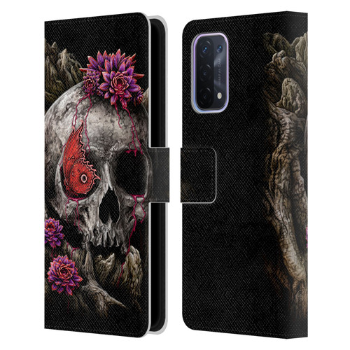 Sarah Richter Skulls Butterfly And Flowers Leather Book Wallet Case Cover For OPPO A54 5G