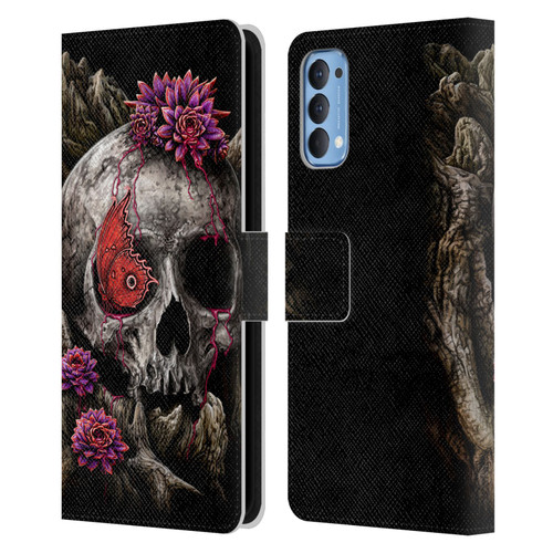 Sarah Richter Skulls Butterfly And Flowers Leather Book Wallet Case Cover For OPPO Reno 4 5G