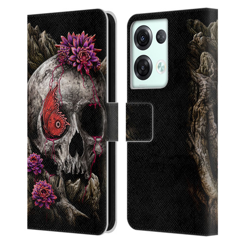 Sarah Richter Skulls Butterfly And Flowers Leather Book Wallet Case Cover For OPPO Reno8 Pro