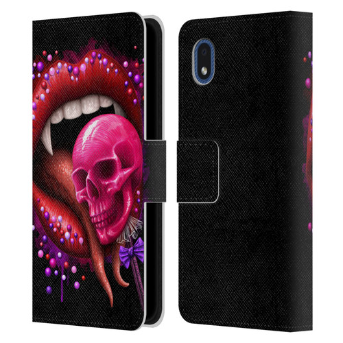 Sarah Richter Skulls Red Vampire Candy Lips Leather Book Wallet Case Cover For Samsung Galaxy A01 Core (2020)