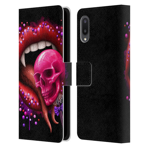 Sarah Richter Skulls Red Vampire Candy Lips Leather Book Wallet Case Cover For Samsung Galaxy A02/M02 (2021)