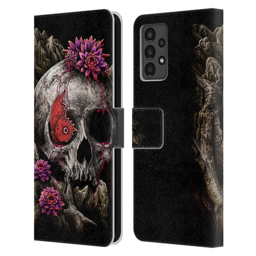 Sarah Richter Skulls Butterfly And Flowers Leather Book Wallet Case Cover For Samsung Galaxy A13 (2022)