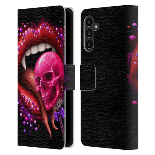 Sarah Richter Skulls Red Vampire Candy Lips Leather Book Wallet Case Cover For Samsung Galaxy A13 5G (2021)