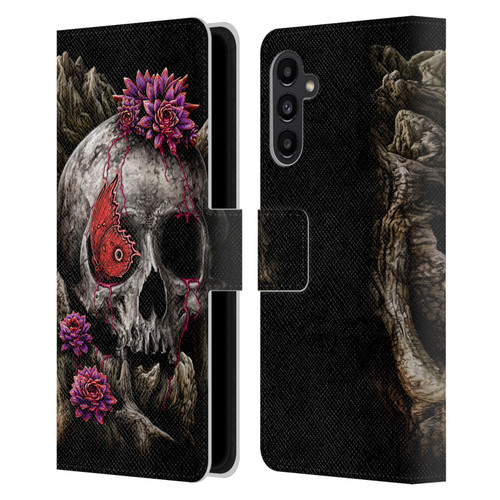 Sarah Richter Skulls Butterfly And Flowers Leather Book Wallet Case Cover For Samsung Galaxy A13 5G (2021)