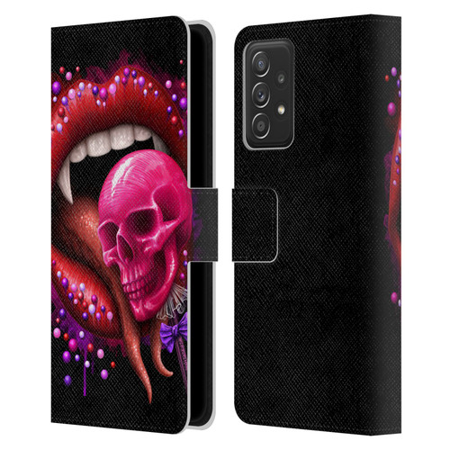 Sarah Richter Skulls Red Vampire Candy Lips Leather Book Wallet Case Cover For Samsung Galaxy A53 5G (2022)