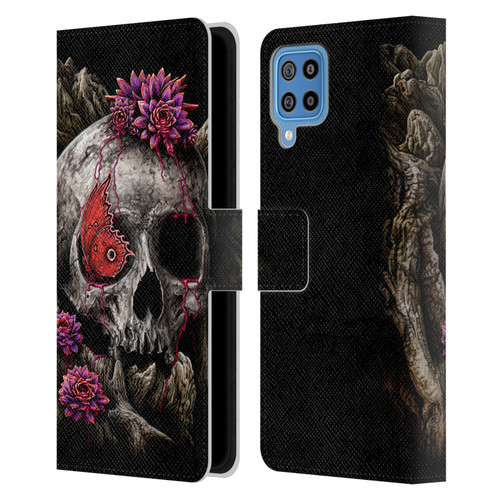 Sarah Richter Skulls Butterfly And Flowers Leather Book Wallet Case Cover For Samsung Galaxy F22 (2021)