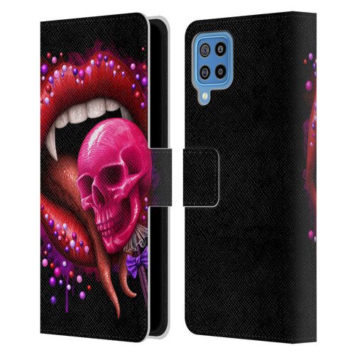 Sarah Richter Skulls Red Vampire Candy Lips Leather Book Wallet Case Cover For Samsung Galaxy F22 (2021)
