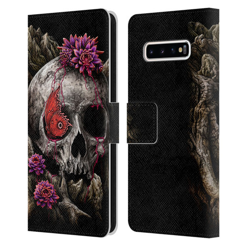 Sarah Richter Skulls Butterfly And Flowers Leather Book Wallet Case Cover For Samsung Galaxy S10+ / S10 Plus