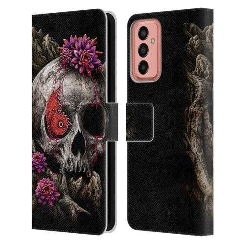 Sarah Richter Skulls Butterfly And Flowers Leather Book Wallet Case Cover For Samsung Galaxy M13 (2022)