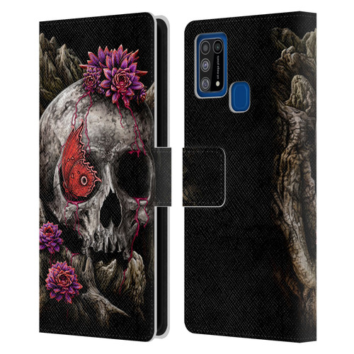 Sarah Richter Skulls Butterfly And Flowers Leather Book Wallet Case Cover For Samsung Galaxy M31 (2020)