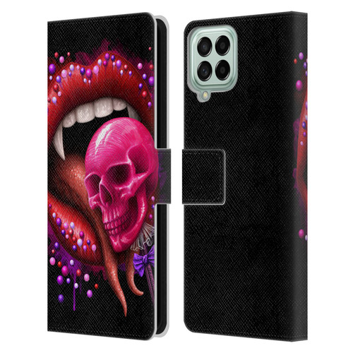 Sarah Richter Skulls Red Vampire Candy Lips Leather Book Wallet Case Cover For Samsung Galaxy M33 (2022)