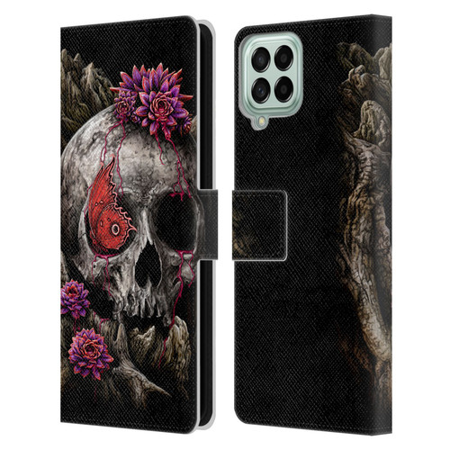 Sarah Richter Skulls Butterfly And Flowers Leather Book Wallet Case Cover For Samsung Galaxy M53 (2022)