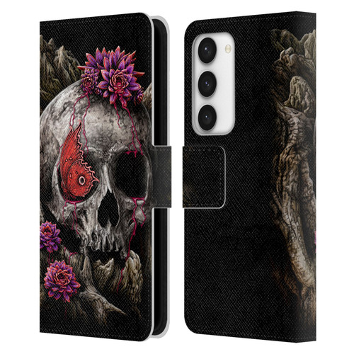 Sarah Richter Skulls Butterfly And Flowers Leather Book Wallet Case Cover For Samsung Galaxy S23 5G