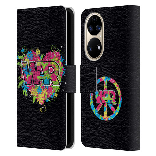 War Graphics Heart Logo Leather Book Wallet Case Cover For Huawei P50