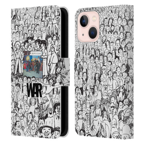 War Graphics Friends Doodle Art Leather Book Wallet Case Cover For Apple iPhone 13 Mini