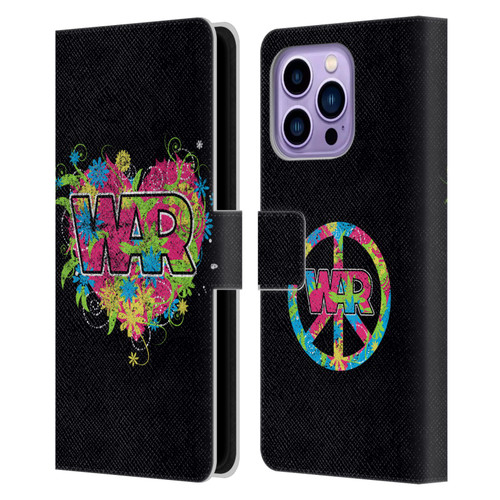 War Graphics Heart Logo Leather Book Wallet Case Cover For Apple iPhone 14 Pro Max