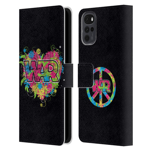 War Graphics Heart Logo Leather Book Wallet Case Cover For Motorola Moto G22