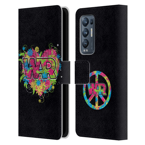 War Graphics Heart Logo Leather Book Wallet Case Cover For OPPO Find X3 Neo / Reno5 Pro+ 5G