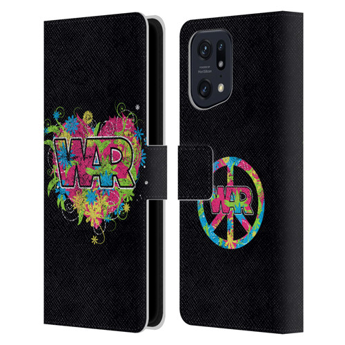 War Graphics Heart Logo Leather Book Wallet Case Cover For OPPO Find X5