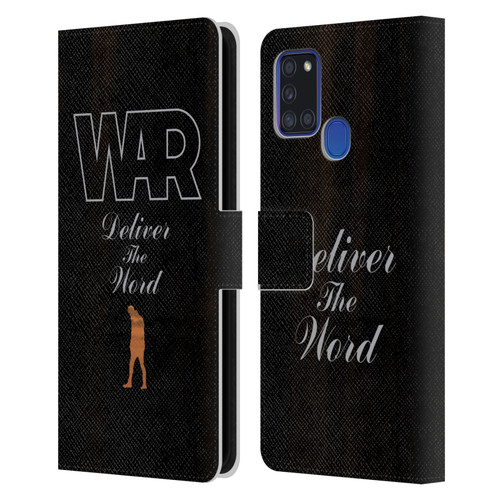 War Graphics Deliver The World Leather Book Wallet Case Cover For Samsung Galaxy A21s (2020)