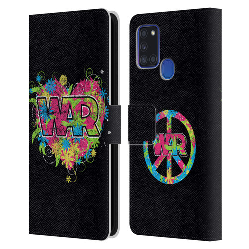 War Graphics Heart Logo Leather Book Wallet Case Cover For Samsung Galaxy A21s (2020)
