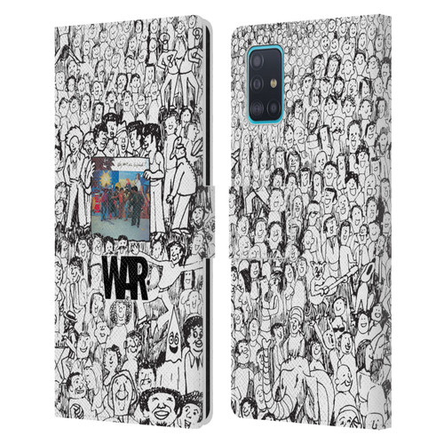 War Graphics Friends Doodle Art Leather Book Wallet Case Cover For Samsung Galaxy A51 (2019)