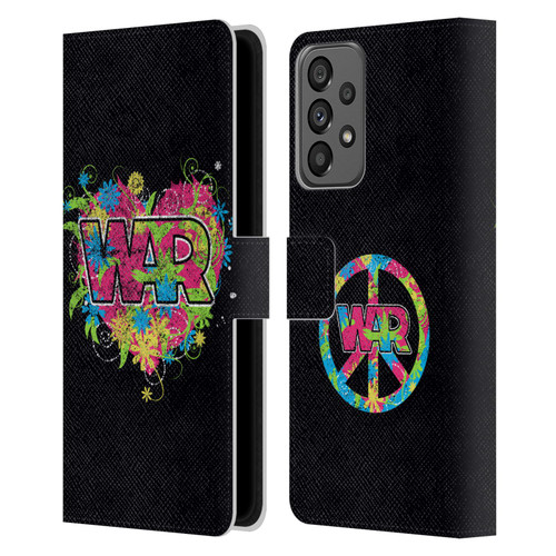 War Graphics Heart Logo Leather Book Wallet Case Cover For Samsung Galaxy A73 5G (2022)