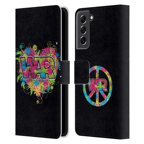 War Graphics Heart Logo Leather Book Wallet Case Cover For Samsung Galaxy S21 FE 5G