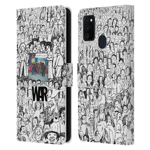 War Graphics Friends Doodle Art Leather Book Wallet Case Cover For Samsung Galaxy M30s (2019)/M21 (2020)